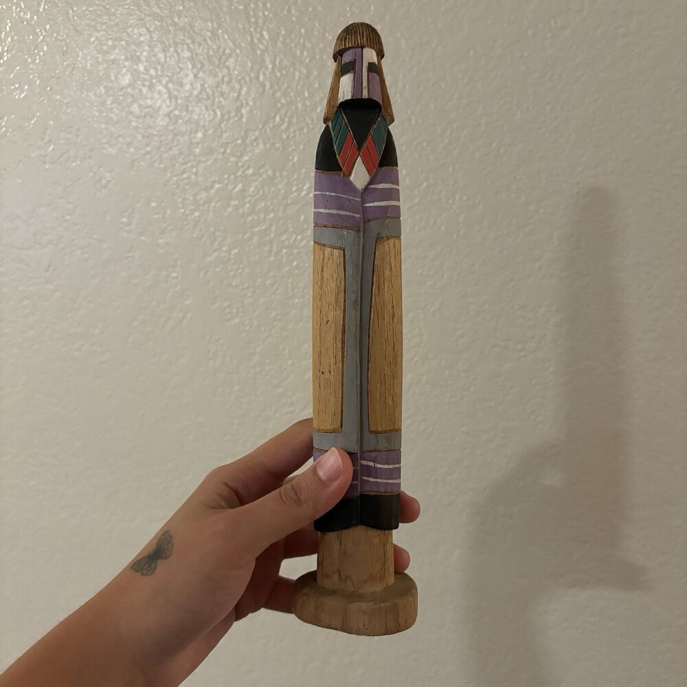 Hopi Kachina Doll Shalako Long Hair Wood Totem Hano Mano Sculpture